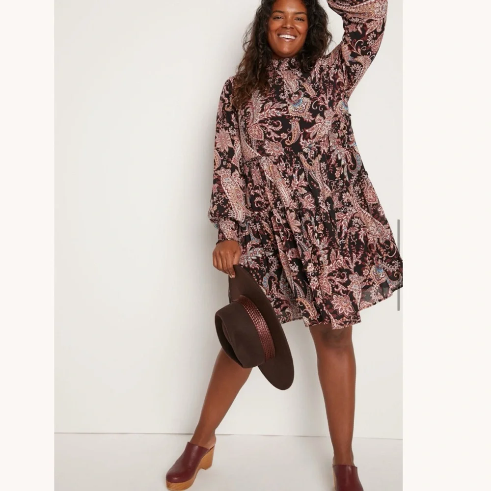 Anthropologie Smocked Neck Cady Paisley Tiered Tunic Dress XS - Picture 6 of 17